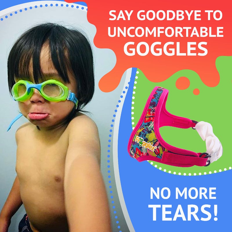Frogglez Anti-Fog Swimming Goggles for Kids under 10 (Ages 3-10) Recommended by Swim Instructors; Premium Pain-Free Strap - Blue - Image 2
